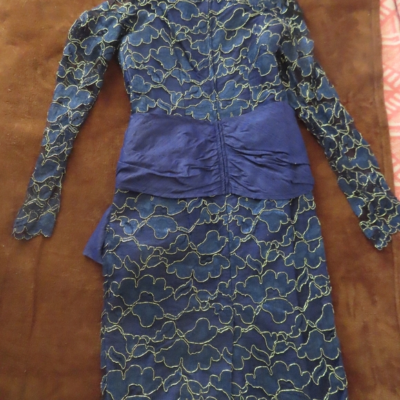 vintage rare pol' atteu blue/purple silk evening dress sz 5/6 NWT - Picture 3 of 7